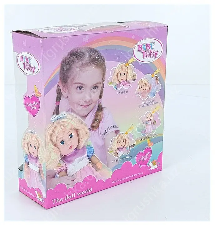 картинка Интерактивная кукла BABY Toby «Радужный мир» в белом костюмчике: пьет, писает и играет со стаканчиками от магазина igrushka.uz
