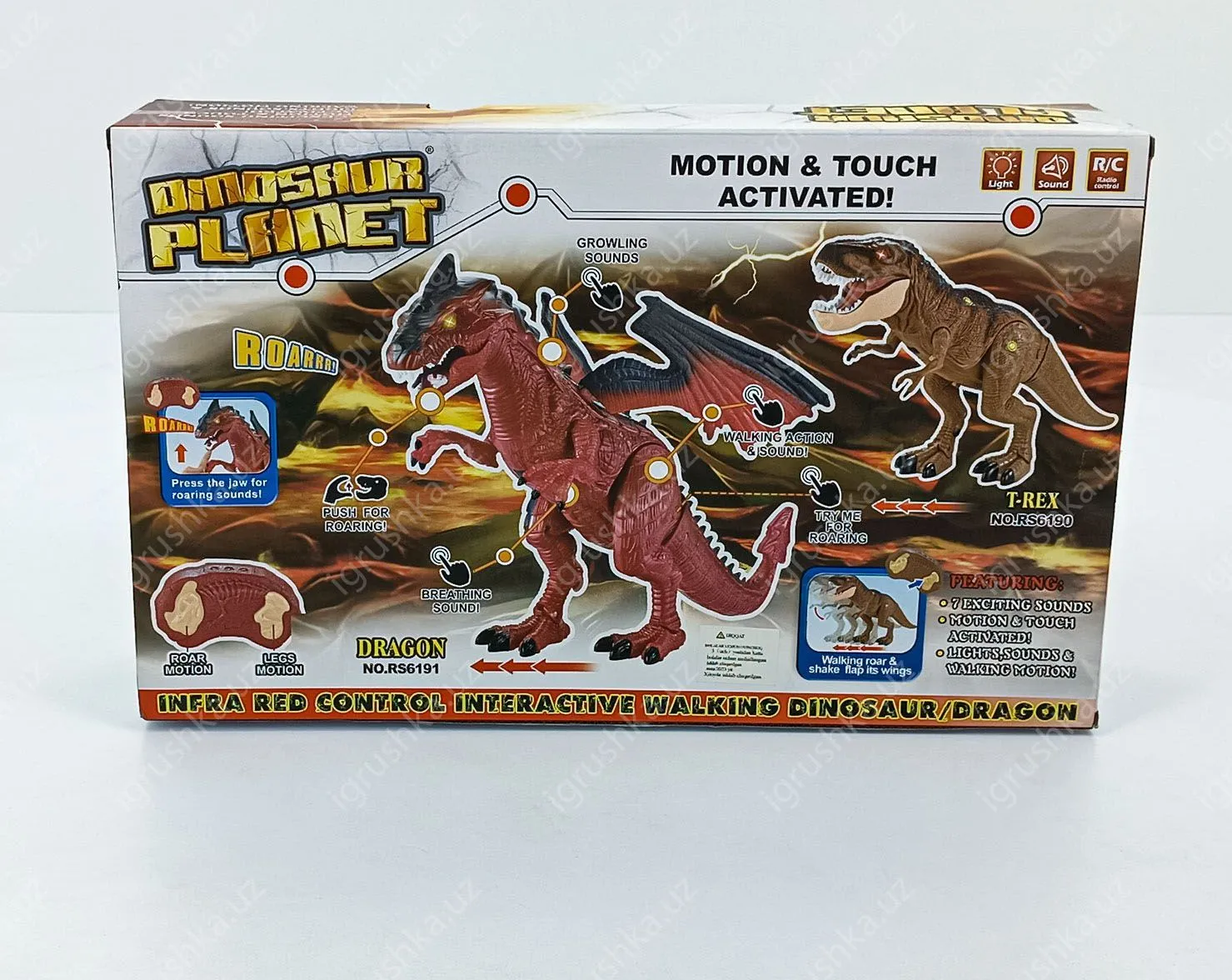 картинка Большой радиоуправляемый динозавр со световыми и звуковыми эффектами / RS6191 от магазина igrushka.uz