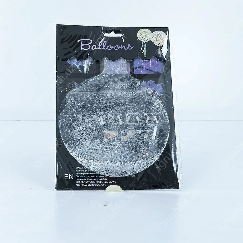 картинка Прозрачный латексный шар с белыми блестками 50 см. от магазина igrushka.uz