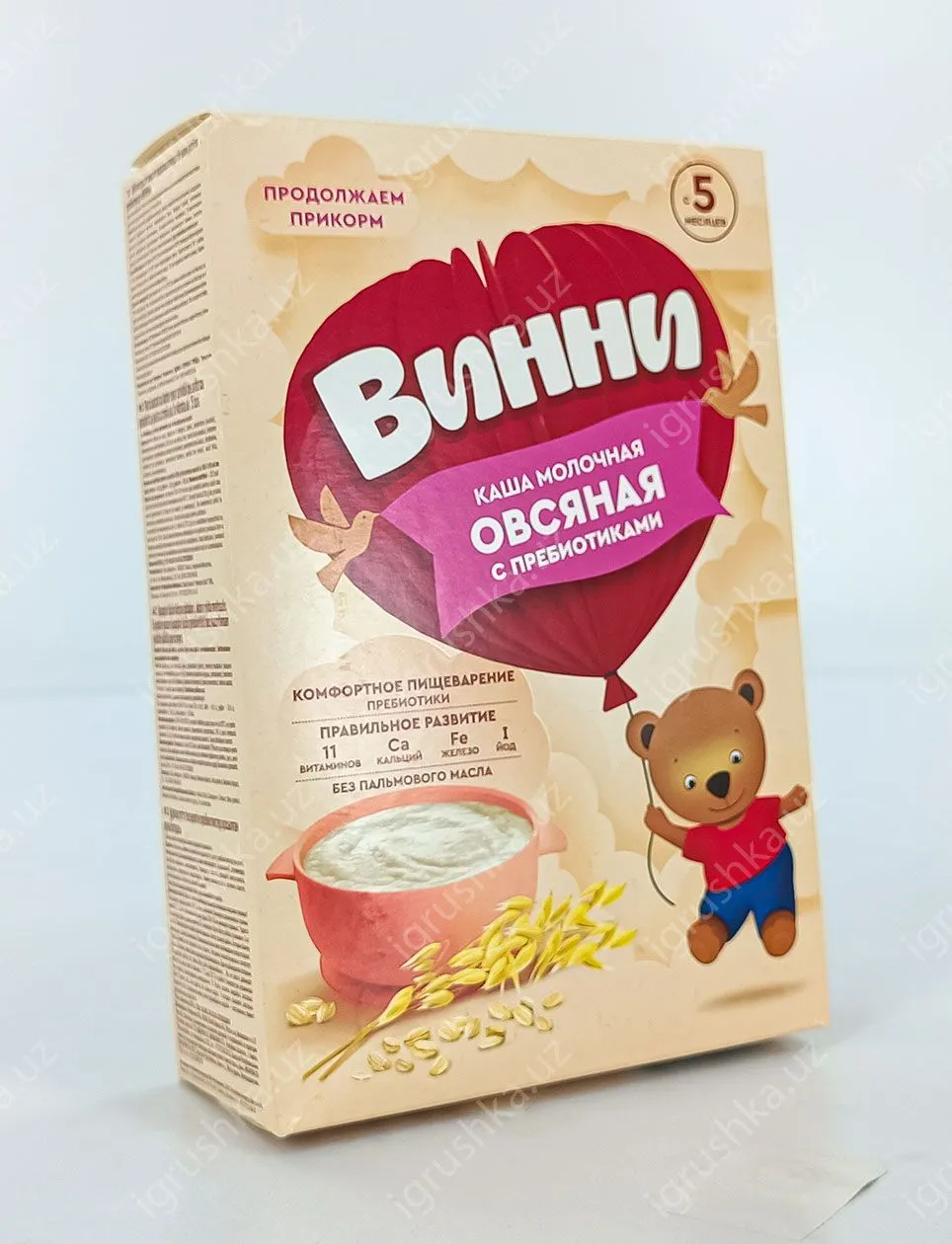 картинка Молочная каша для детей "Винни" овсяная c пребиотиками. Для детей с 5 месяцев 200гр. от магазина igrushka.uz
