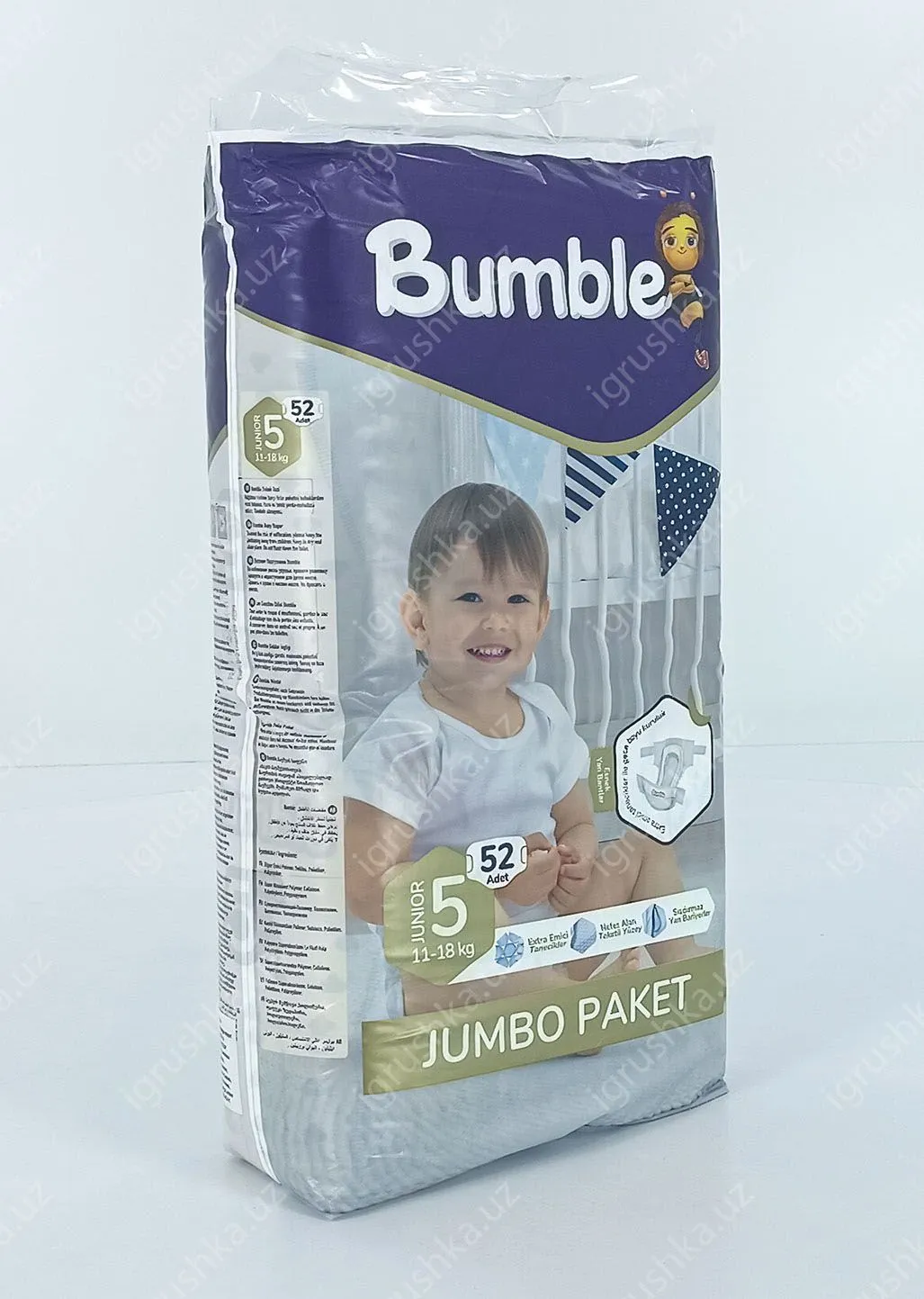 картинка Детские подгузники Bumble 5 JUMBO PAKET (11-18 кг) 52 шт. от магазина igrushka.uz