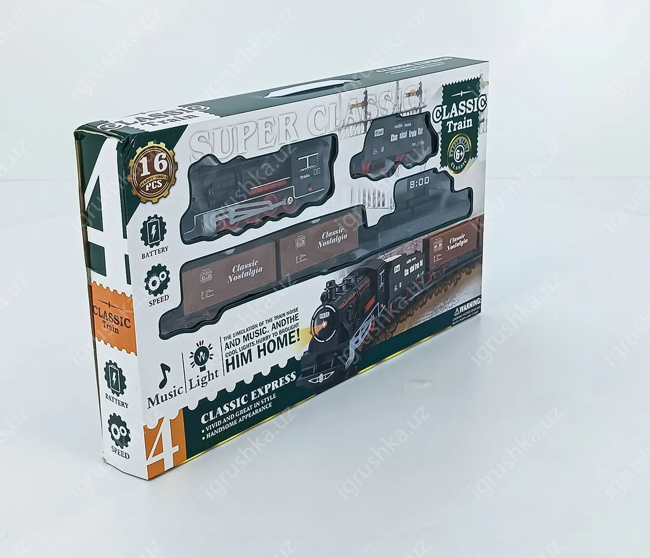 картинка Детская железная дорога Star Toys Классический экспресс, свет, звук | поезда 16 деталей от магазина igrushka.uz