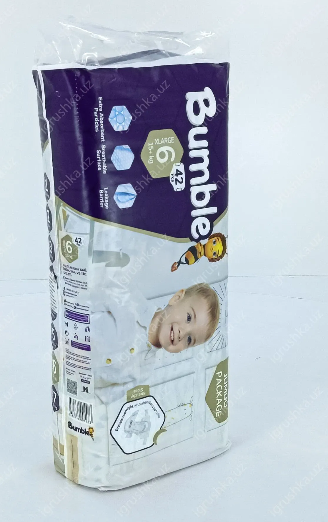 картинка Детские подгузники Bumble 6 JUMBO PAKET (15-30 кг) 42 шт. от магазина igrushka.uz