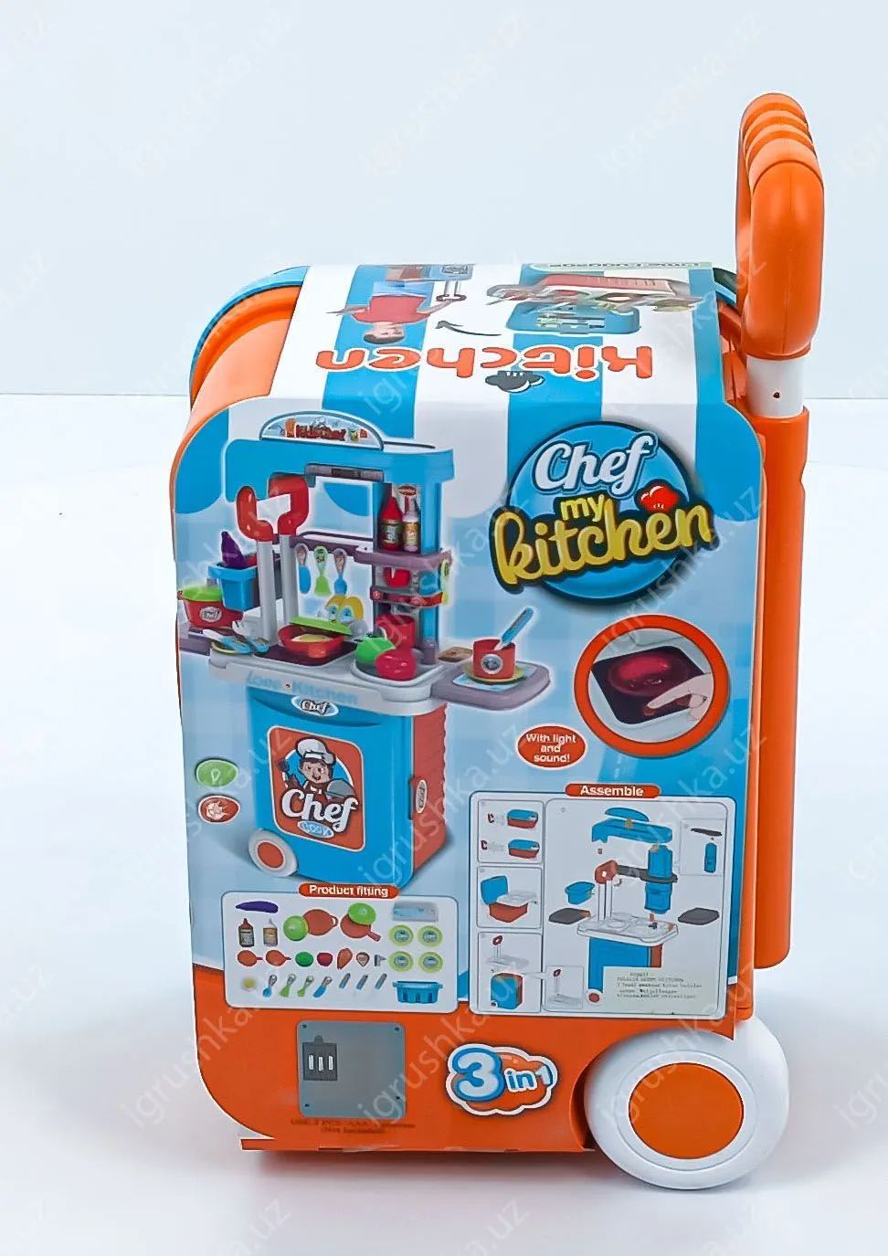 картинка Детская кухонная игрушка, тележка-чемодан со светом, звуком, 008-956a от магазина igrushka.uz