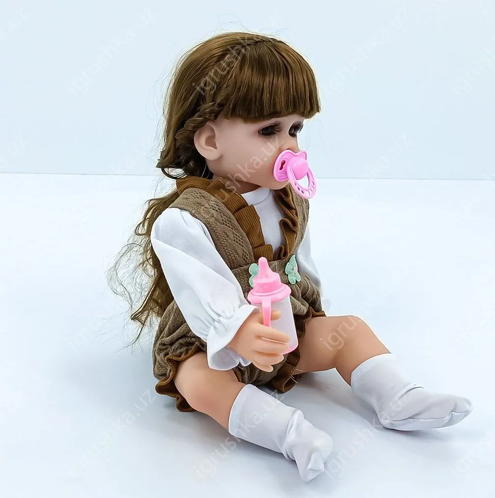картинка 50 см Reborn Интерактивная кукла реборн девочка полностью силиконовая JM68-14 от магазина igrushka.uz