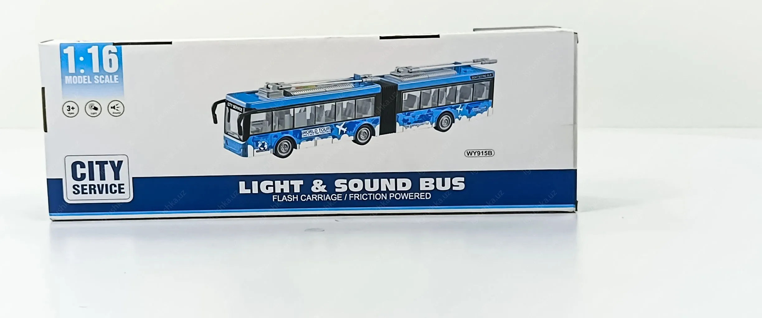 картинка Троллейбус с гармошкой 44 см, свет, звук, откр. двери, инерционный механизм от магазина igrushka.uz