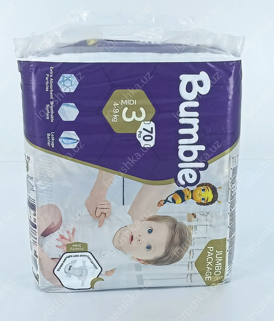 картинка Детские подгузники Bumble 3 JUMBO PAKET (4-9 кг) 70 шт. от магазина igrushka.uz