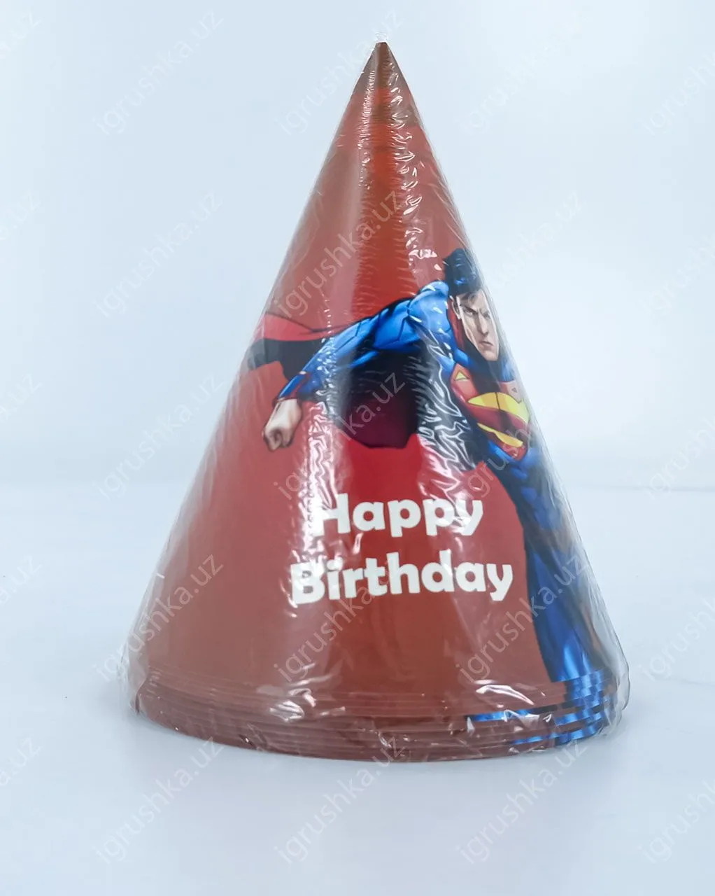картинка Праздничные шапочки для детей - Happy birthday! Супермен (Цена за 1 штук) от магазина igrushka.uz