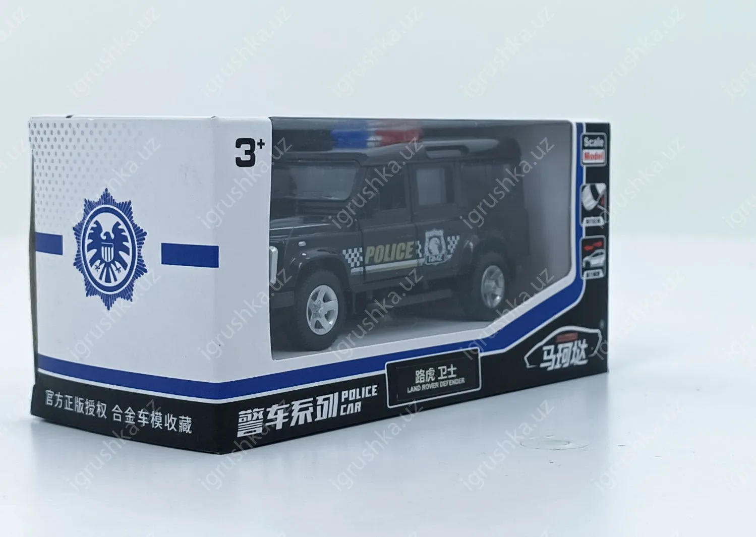 картинка Машина металлическая LAND ROVER DEFENDER, 1:32, инерция, полиция от магазина igrushka.uz