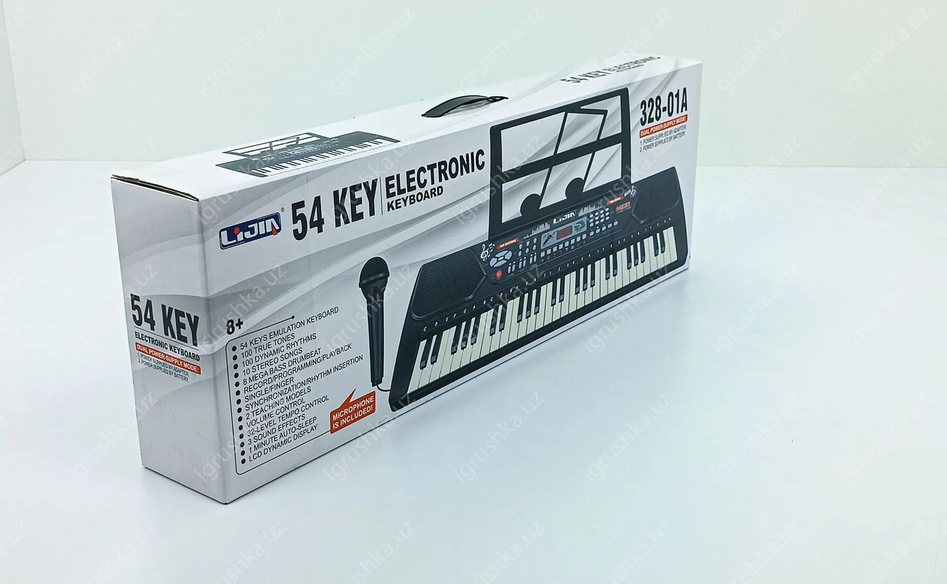 картинка Синтезатор детский, микрофон, Mp3 плеер, usb кабель, запись, 54 клавиша. от магазина igrushka.uz