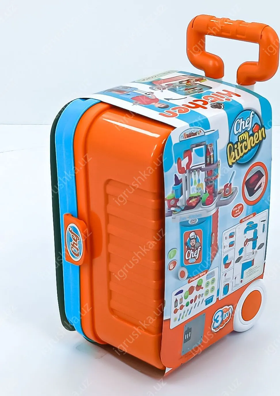 картинка Детская кухонная игрушка, тележка-чемодан со светом, звуком, 008-956a от магазина igrushka.uz
