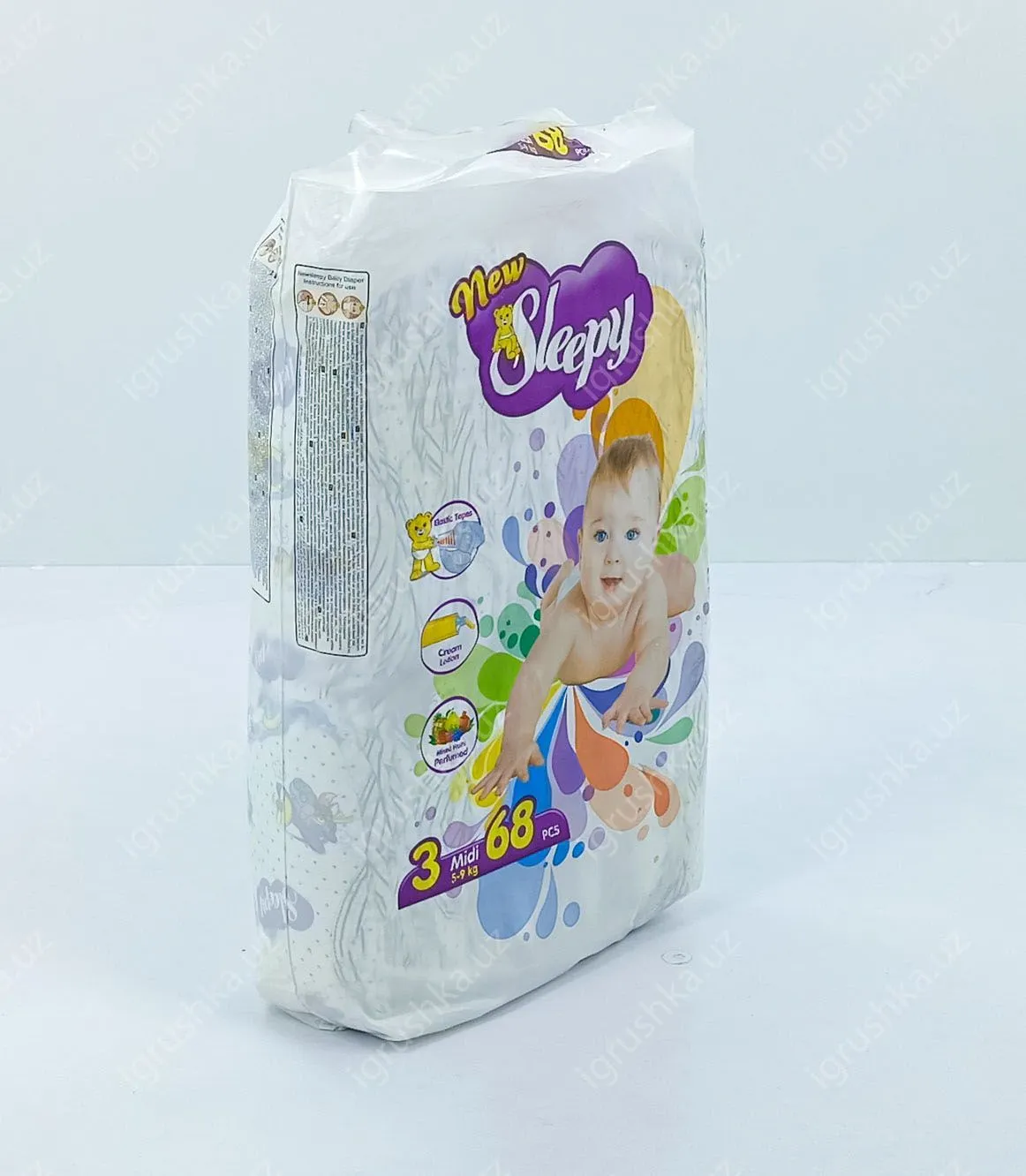 картинка Детские подгузники New Sleepy 4-9 кг 3-Миди 68 шт от магазина igrushka.uz