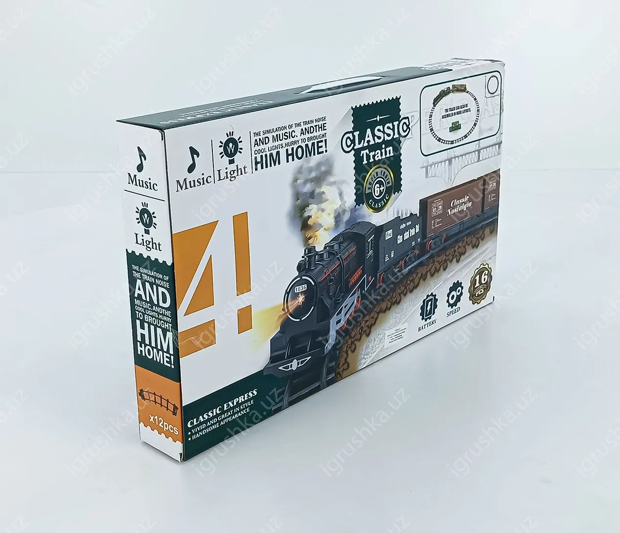 картинка Детская железная дорога Star Toys Классический экспресс, свет, звук | поезда 16 деталей от магазина igrushka.uz