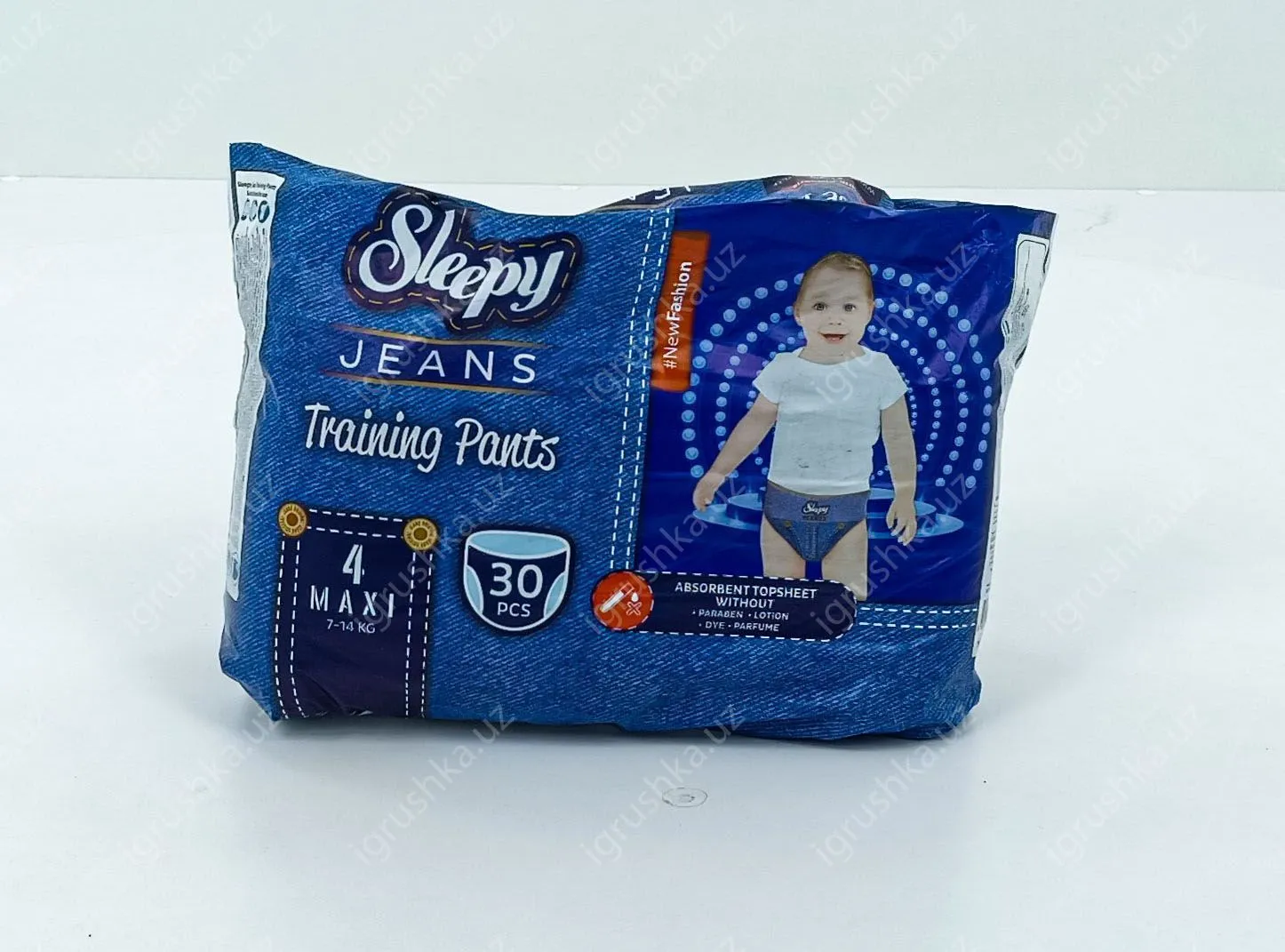 картинка Детские подгузники Sleepy Jeans Training Pants 7-14 кг 4-Макси 30 шт от магазина igrushka.uz