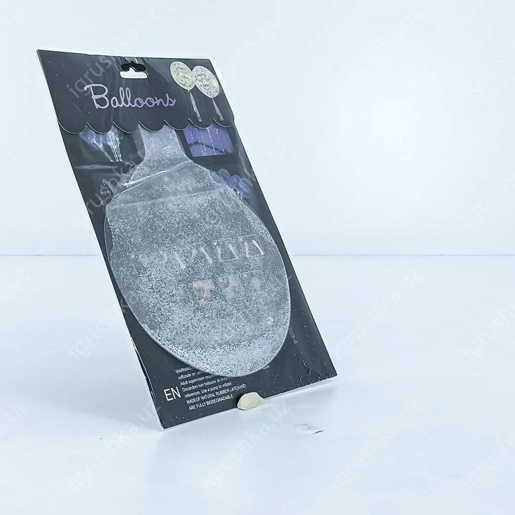 картинка Прозрачный латексный шар с белыми блестками 50 см. от магазина igrushka.uz