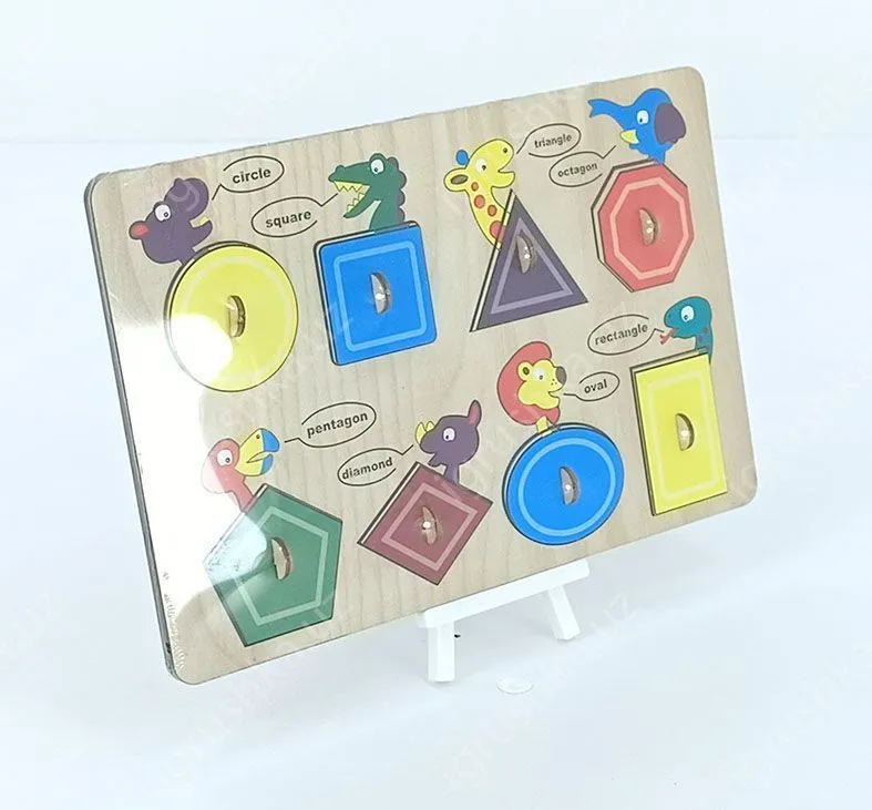 картинка "Геометрические фигуры" сортер Монтессори игровой набор, развивающая рамка от магазина igrushka.uz