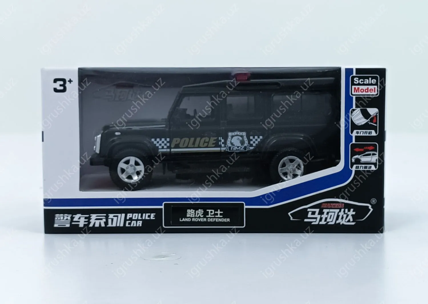 картинка Машина металлическая LAND ROVER DEFENDER, 1:32, инерция, полиция от магазина igrushka.uz