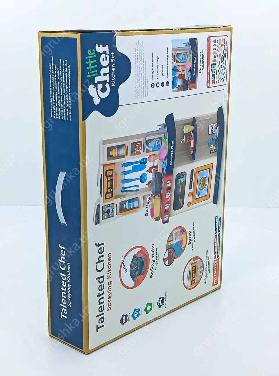 картинка Детская игрушечная кухня Talanted chef, Сhef Kitchen Set с функцией воды, света, звука 78.5 см. 922-116 / 65 предметов от магазина igrushka.uz