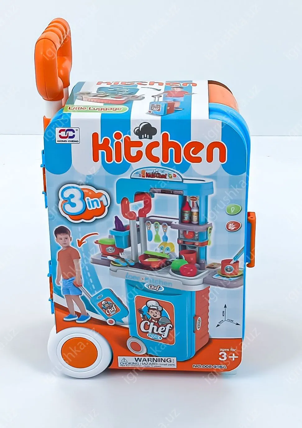 картинка Детская кухонная игрушка, тележка-чемодан со светом, звуком, 008-956a от магазина igrushka.uz