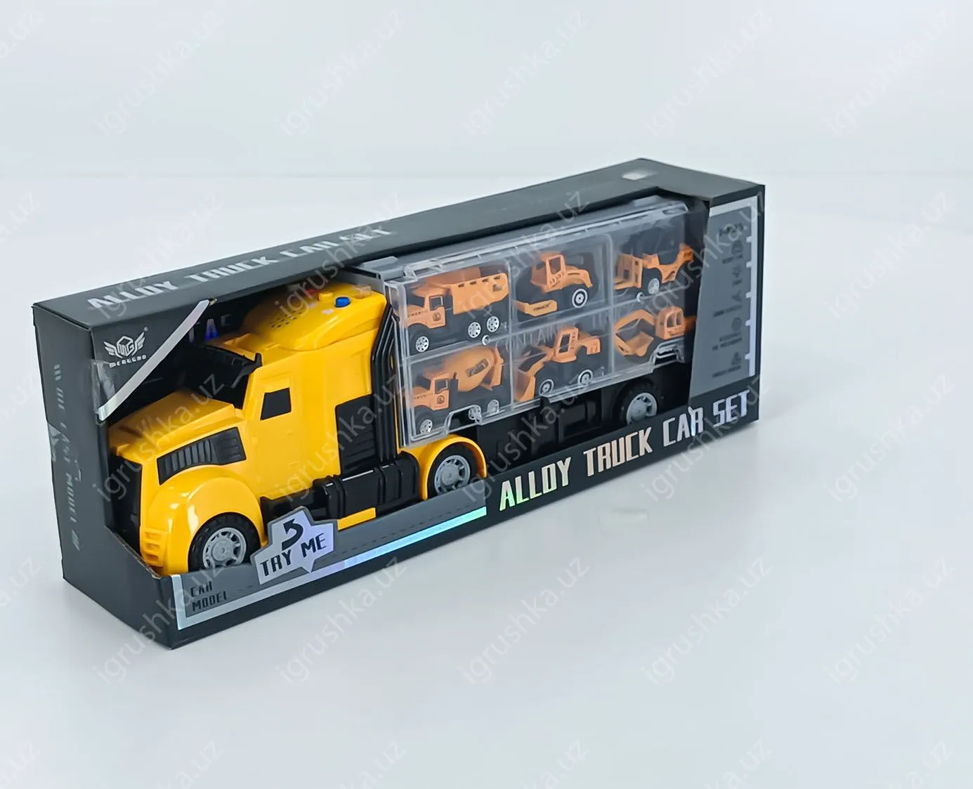 картинка Автовоз парковка с 12 металлопластиковых машинками, строительная спецтехника MG3029 от магазина igrushka.uz