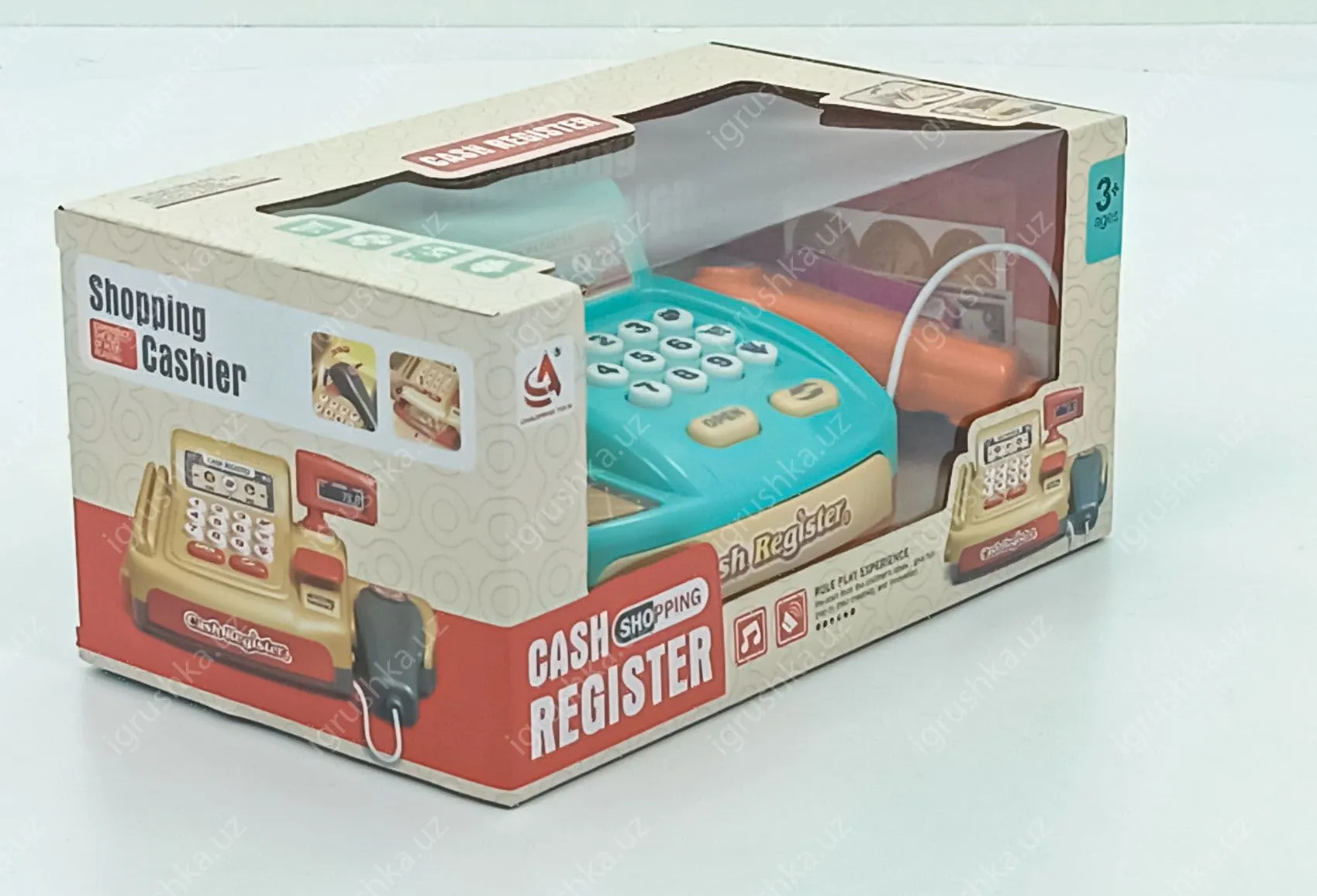 картинка Набор супермаркет для детей Кассовый аппарат (22см, звук(англ), свет, сканер, весы, продукты, деньги. от магазина igrushka.uz