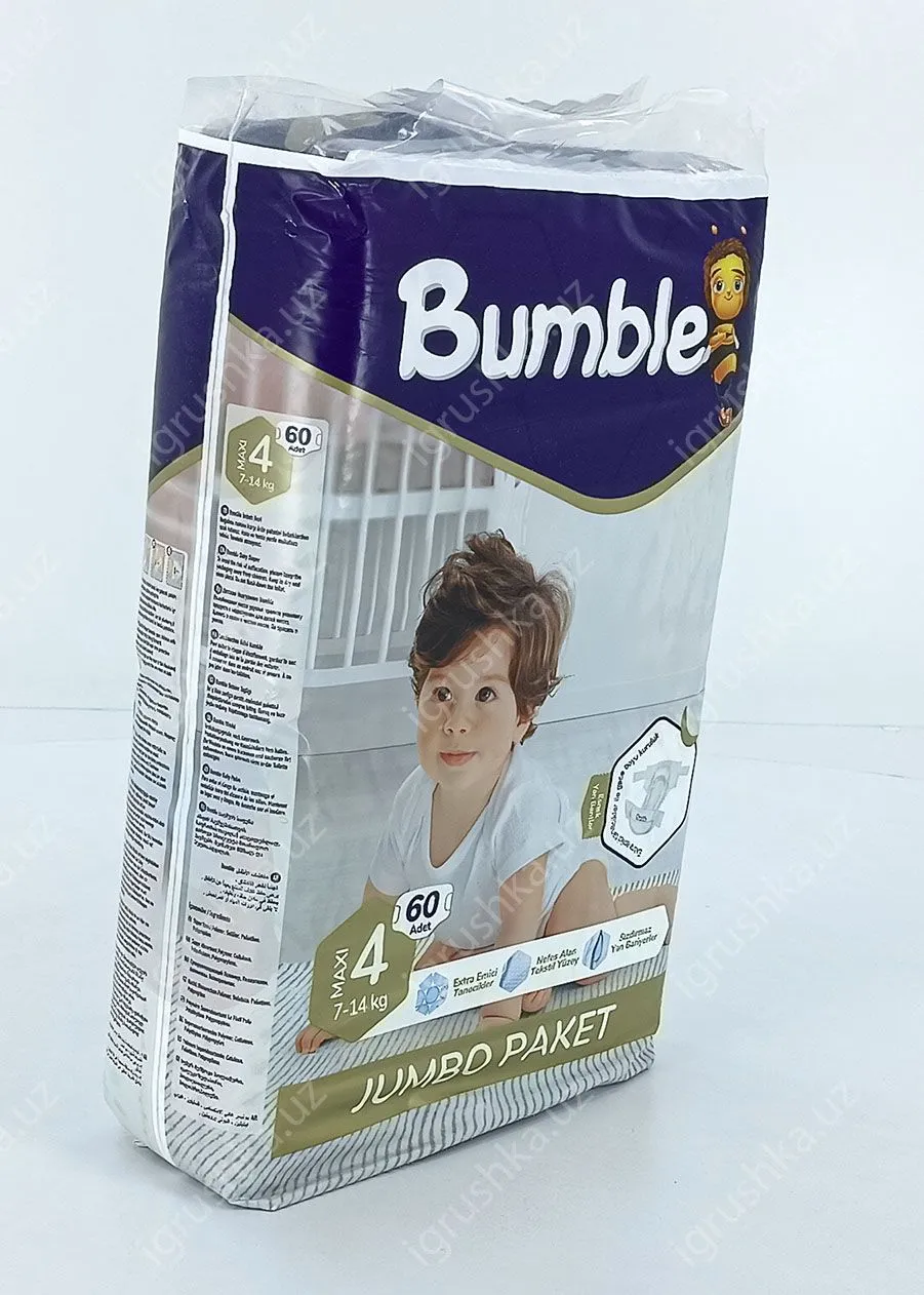 картинка Детские подгузники Bumble 4 JUMBO PAKET (7-18 кг) 60 шт. от магазина igrushka.uz