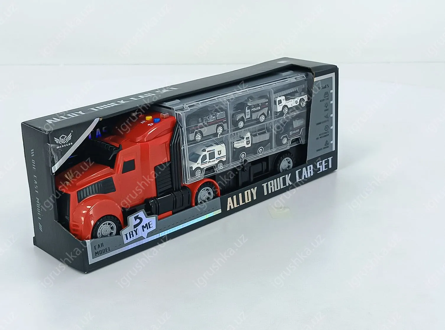 картинка Автовоз парковка с 12 металлопластиковых машинками, Спецтранспорта MG3039 от магазина igrushka.uz