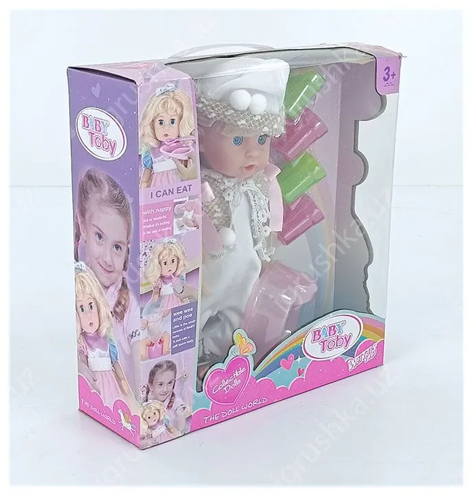 картинка Интерактивная кукла BABY Toby «Радужный мир» в белом костюмчике: пьет, писает и играет со стаканчиками от магазина igrushka.uz