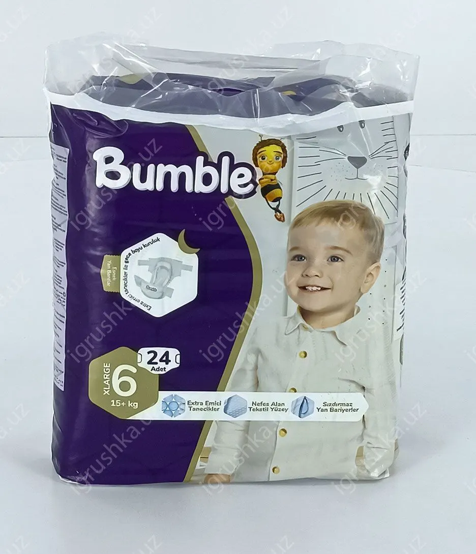 картинка Детские подгузники Bumble 6 XLARGE (15-30 кг) 24 шт. от магазина igrushka.uz