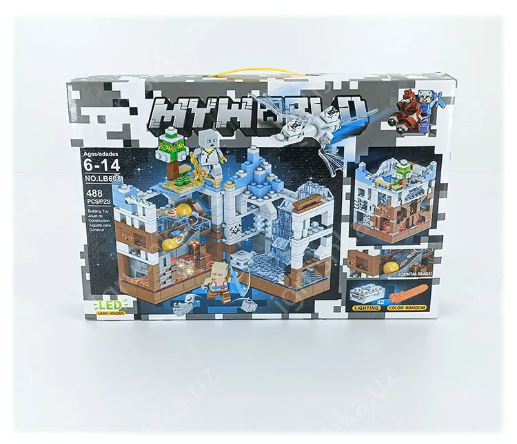 картинка Конструктор Minecraft "Ледяной замок" с LED подсветкой, 488 деталей, NO.LB608 от магазина igrushka.uz