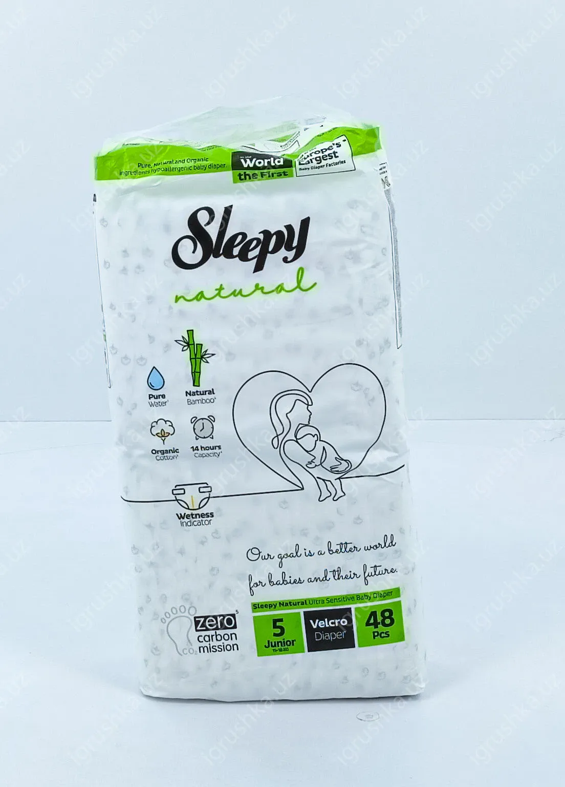 картинка Детские подгузники Sleepy Natural 11-18 кг 5-Младший 48 шт от магазина igrushka.uz