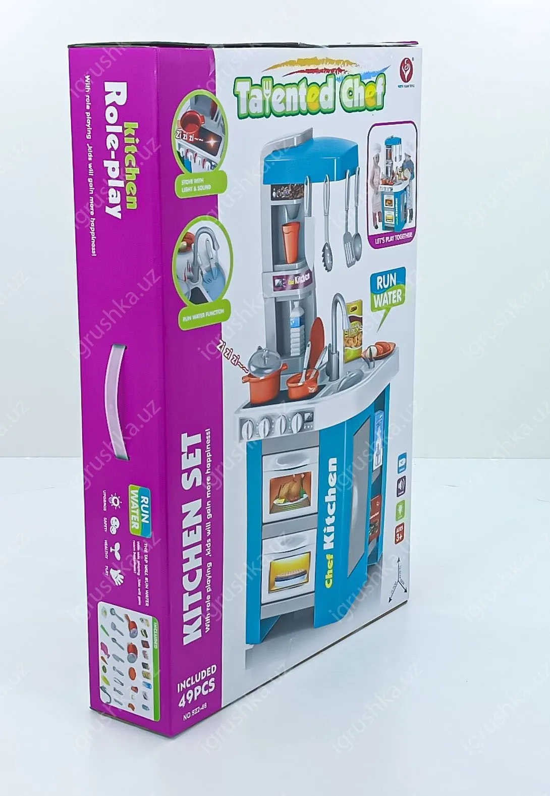 картинка Кухня детская игровая с паром, водой, музыкой и светомя Kitchen Set(TALENTED CHEF) 49 элементов 922-49 от магазина igrushka.uz