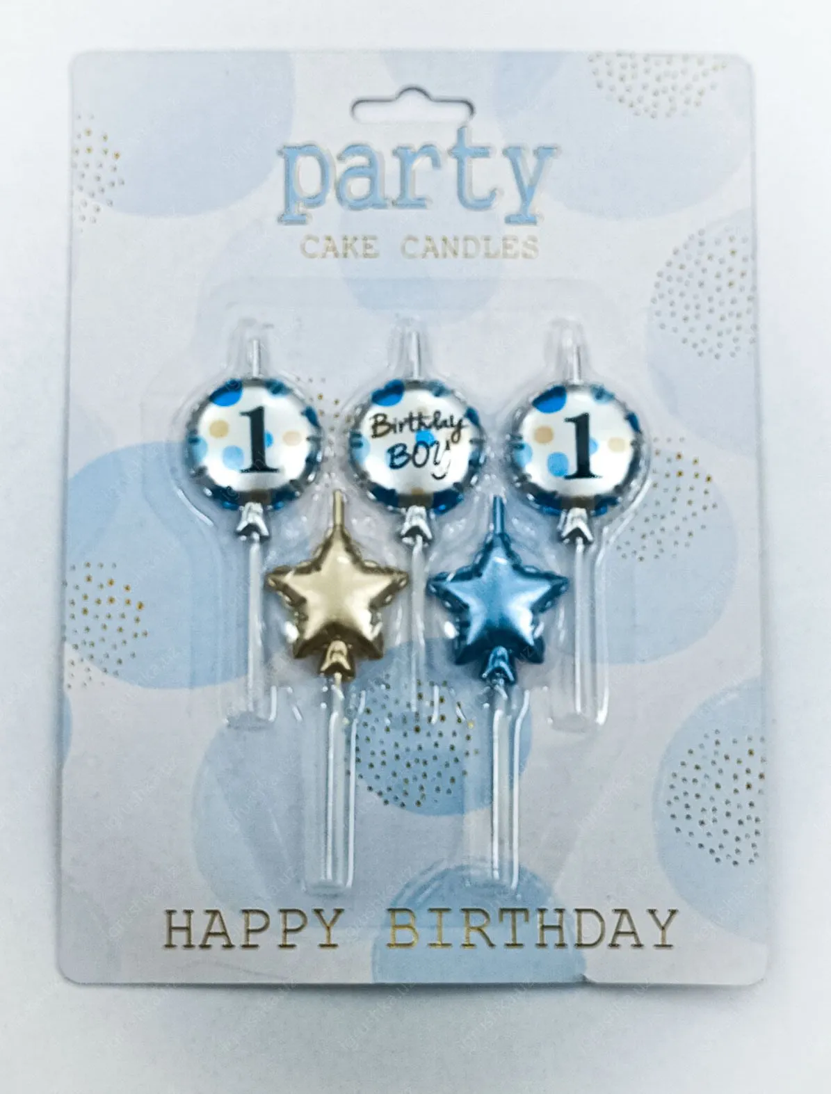 картинка Свечи для торта 1 год мальчик 5 свечей от магазина igrushka.uz