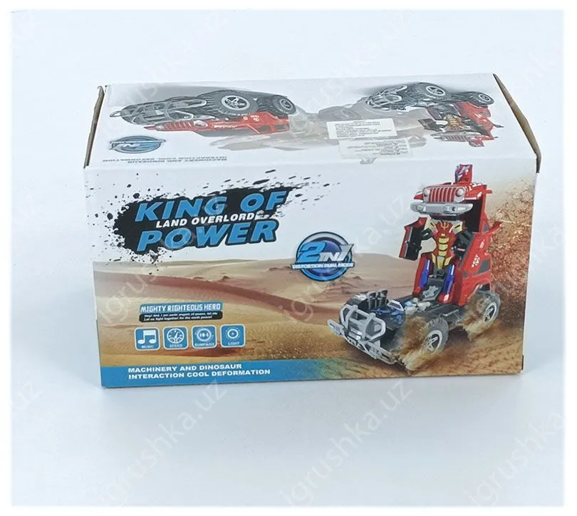 картинка Трансформер King of Power: Джип и Робот-Динозавр, 2 в 1, свет/звук от магазина igrushka.uz
