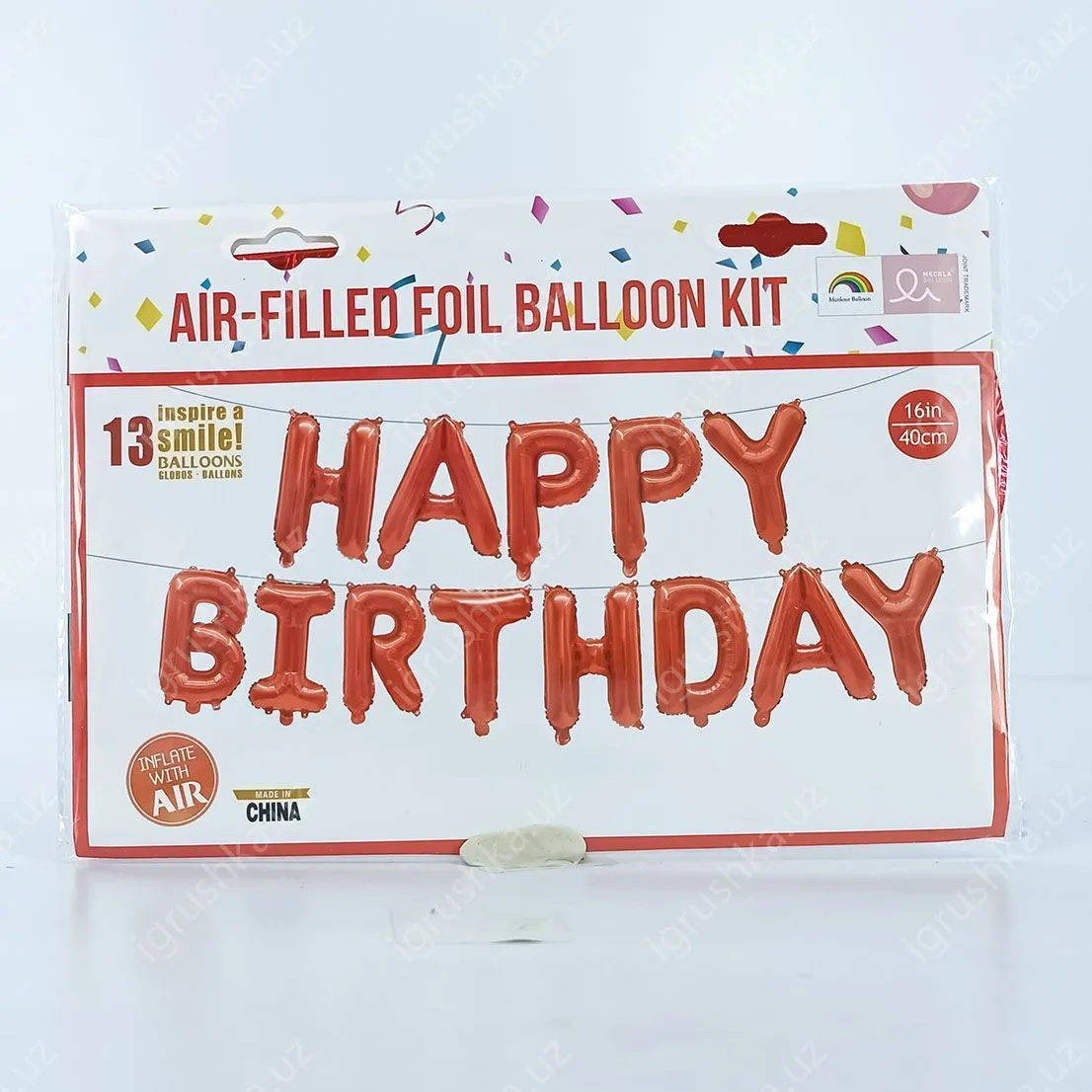 картинка Шар фольгированный, гирлянда растяжка с надписью Happy Birthday T-081 40см. от магазина igrushka.uz