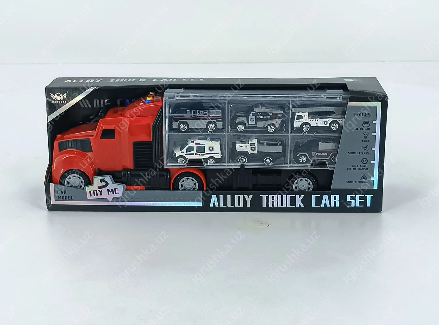 картинка Автовоз парковка с 12 металлопластиковых машинками, Спецтранспорта MG3039 от магазина igrushka.uz