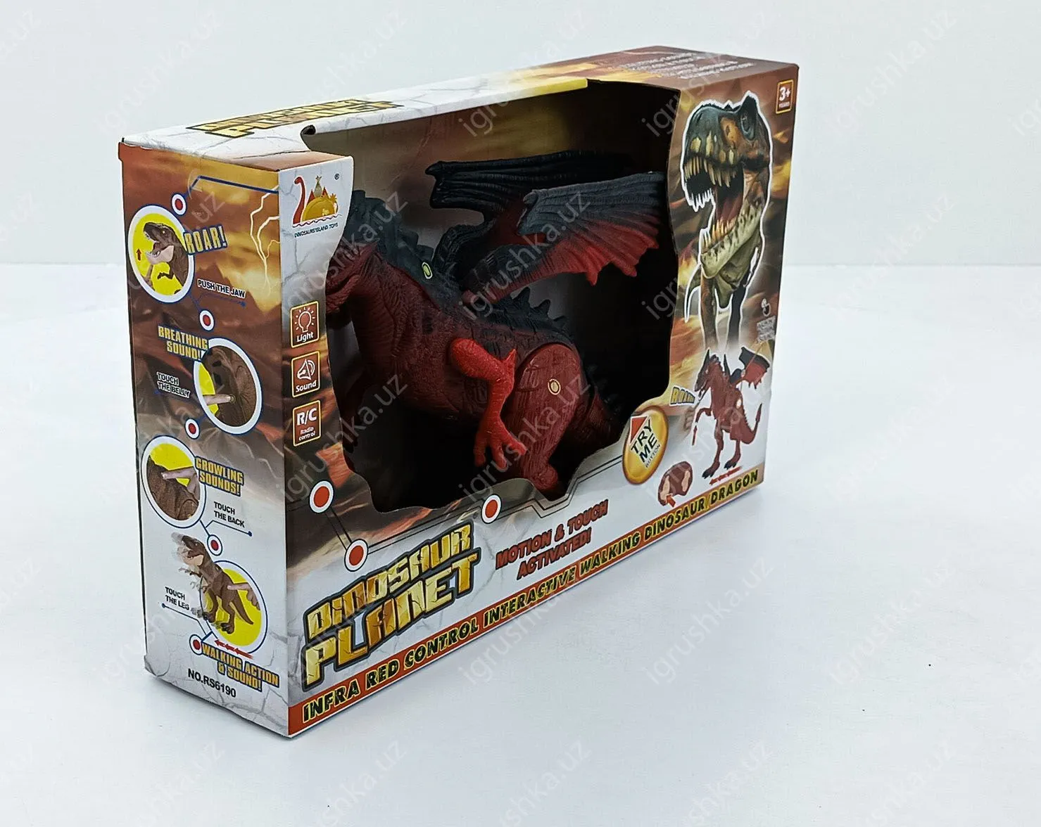 картинка Большой радиоуправляемый динозавр со световыми и звуковыми эффектами / RS6191 от магазина igrushka.uz