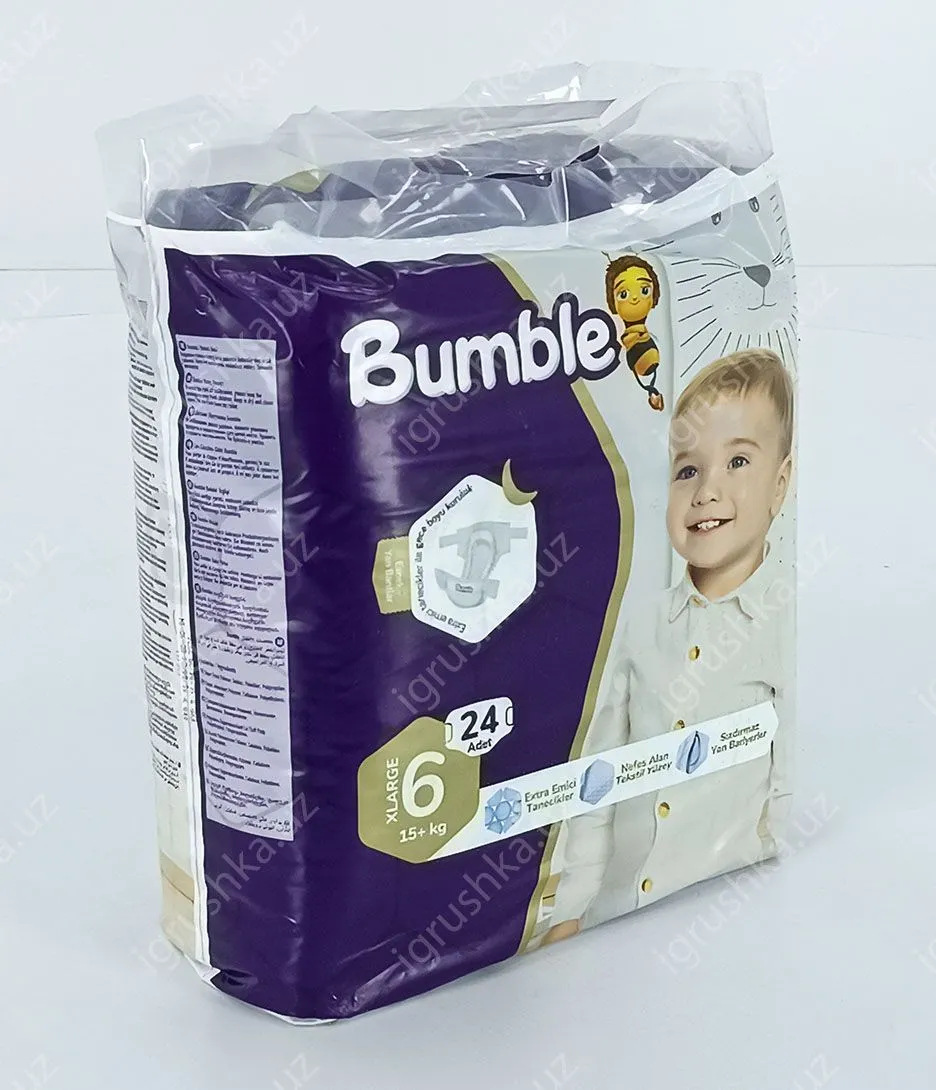 картинка Детские подгузники Bumble 6 XLARGE (15-30 кг) 24 шт. от магазина igrushka.uz