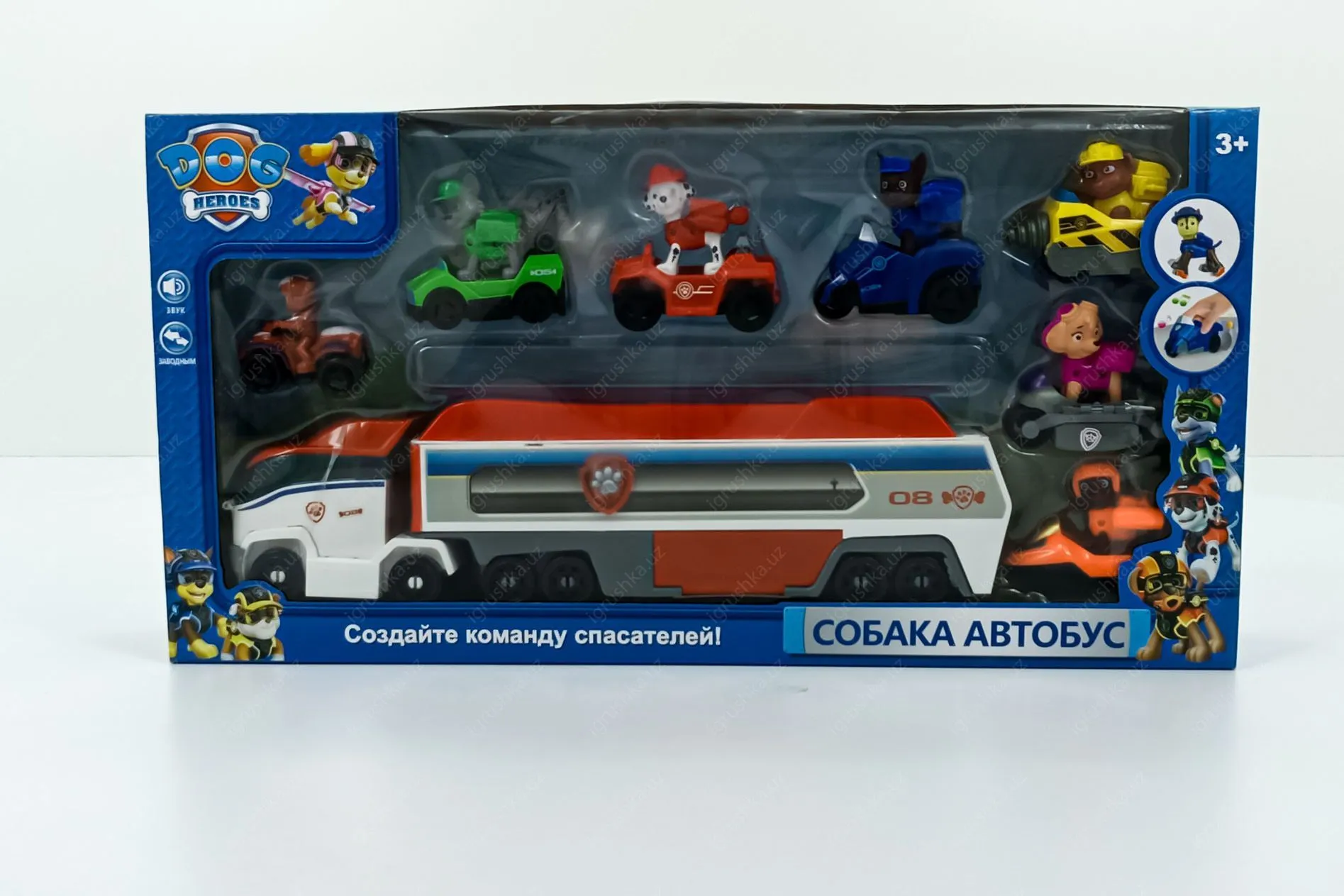 картинка Игровой набор "Щенячий патруль" (PAW Patrol) "Собака Автобус" с фигурками героев и их транспортными средствами от магазина igrushka.uz