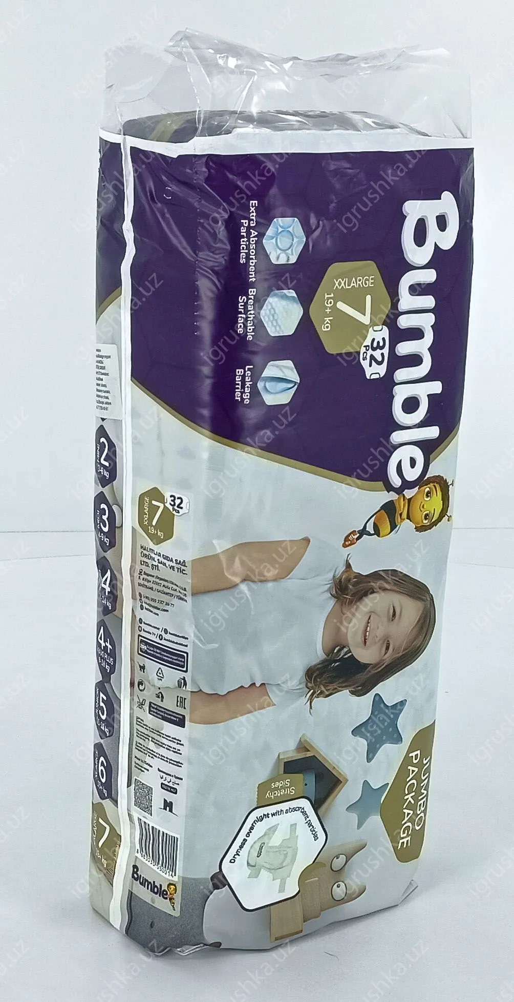 картинка Детские подгузники Bumble 6 JUMBO PAKET (19-+ кг) 32 шт. от магазина igrushka.uz