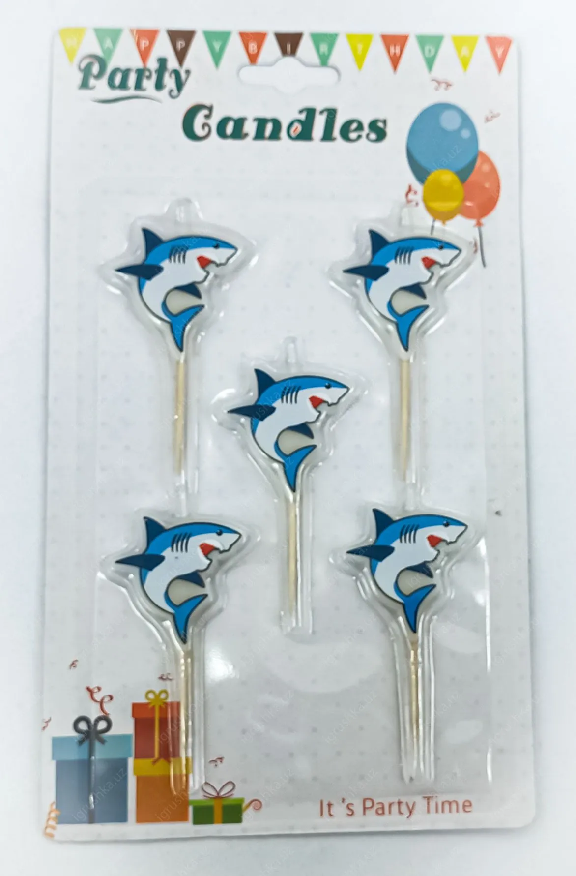 картинка Свечи на день рождения "Акула" набор - 5 шт,. высота 6 см от магазина igrushka.uz