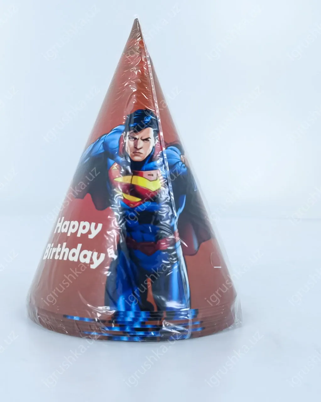 картинка Праздничные шапочки для детей - Happy birthday! Супермен (Цена за 1 штук) от магазина igrushka.uz