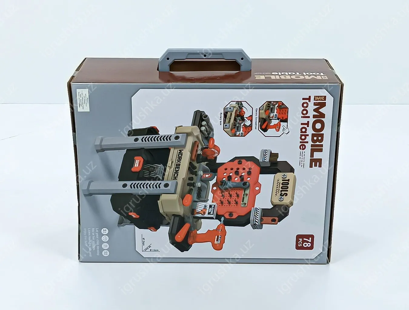 картинка Стол - верстак с набором инструментов для мальчиков в чемодане.78 деталь от магазина igrushka.uz