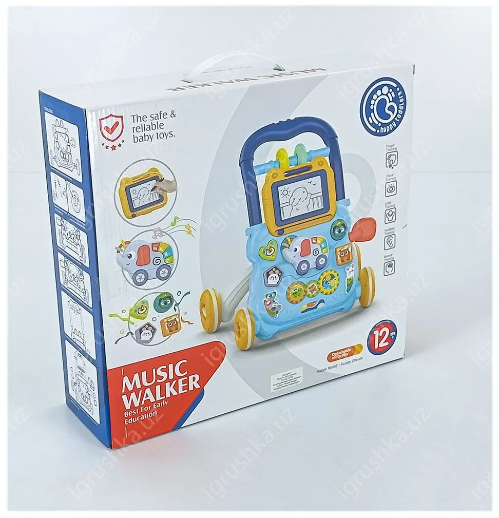 картинка Ходунки “Веселый слоник” (цвет голубой) в коробке HE0810 от магазина igrushka.uz