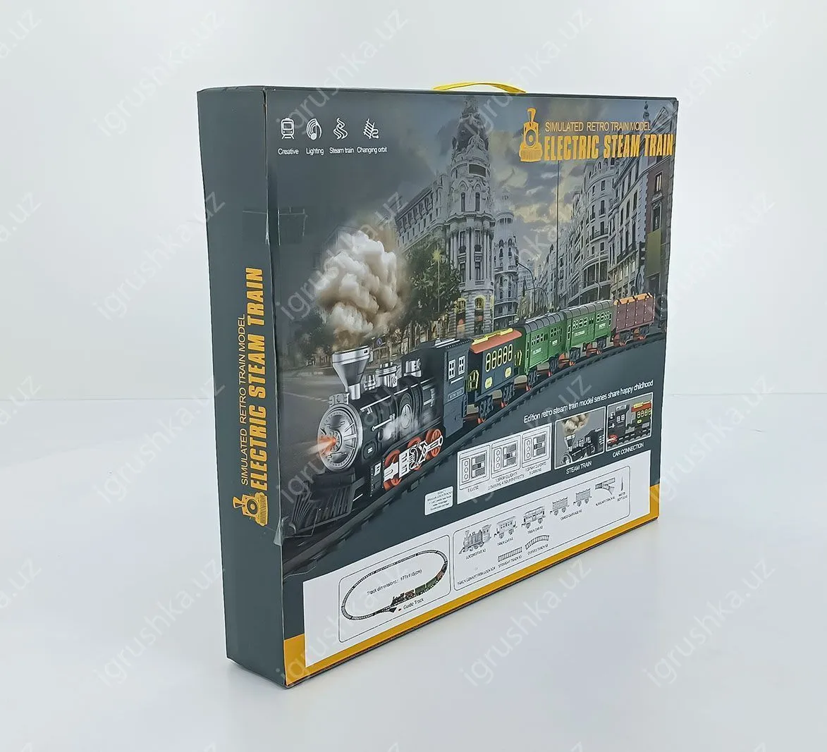 картинка Железная дорога с поездом Electric Steam Train MIC | поезда 699-3A 18 деталей от магазина igrushka.uz