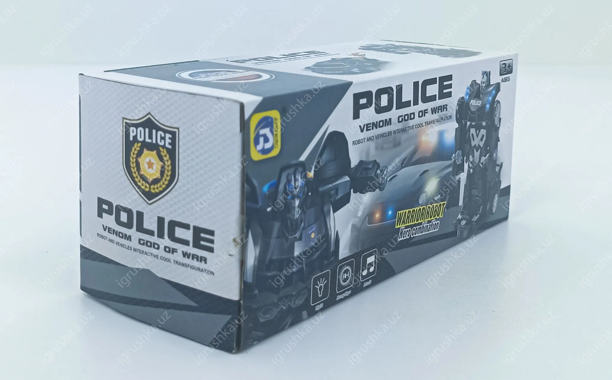 картинка Интерактивный автомобиль-робот-воин с полицейским дизайном, музыкой и светом от магазина igrushka.uz