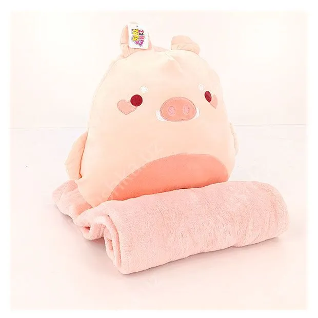 картинка Мягкая игрушка-подушка Свинка 3в1 с пледом внутри, 40 см от магазина igrushka.uz