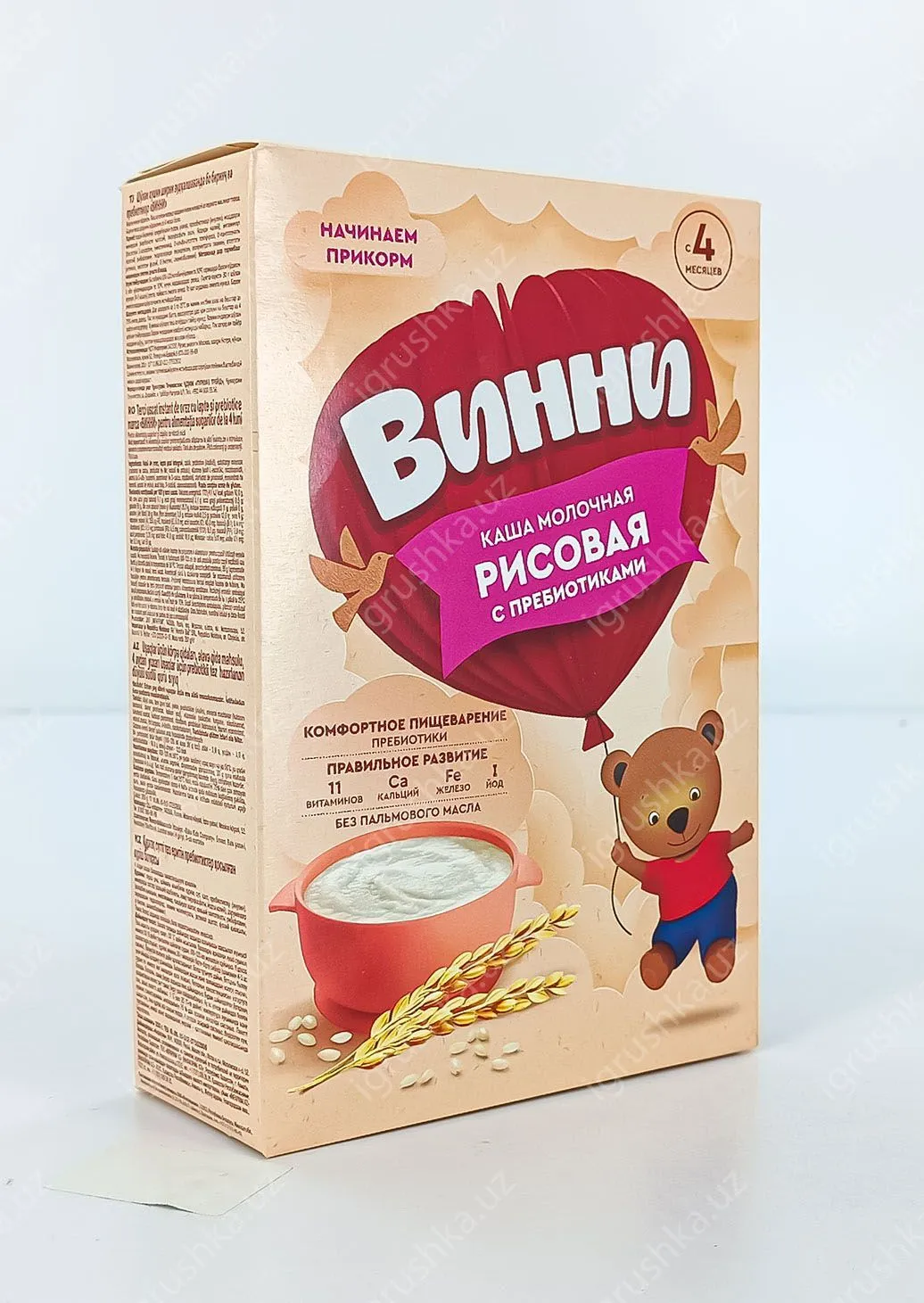 картинка Молочная каша для детей "Винни" рисовая c пребиотиками. Для детей с 4 месяцев 200гр. от магазина igrushka.uz