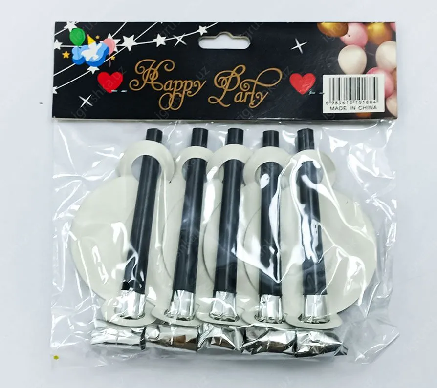 картинка Набор свистков-дуделок для вечеринок "Happy Birthday" 5 штук от магазина igrushka.uz