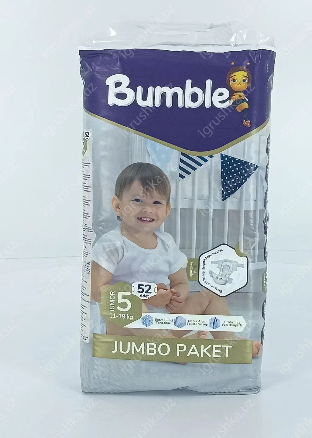 картинка Детские подгузники Bumble 5 JUMBO PAKET (11-18 кг) 52 шт. от магазина igrushka.uz